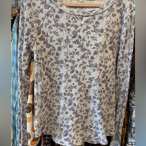 FREE PEOPLE We the Free Pretty Little Thermal Floral Print Cotton XL Thumb Holes